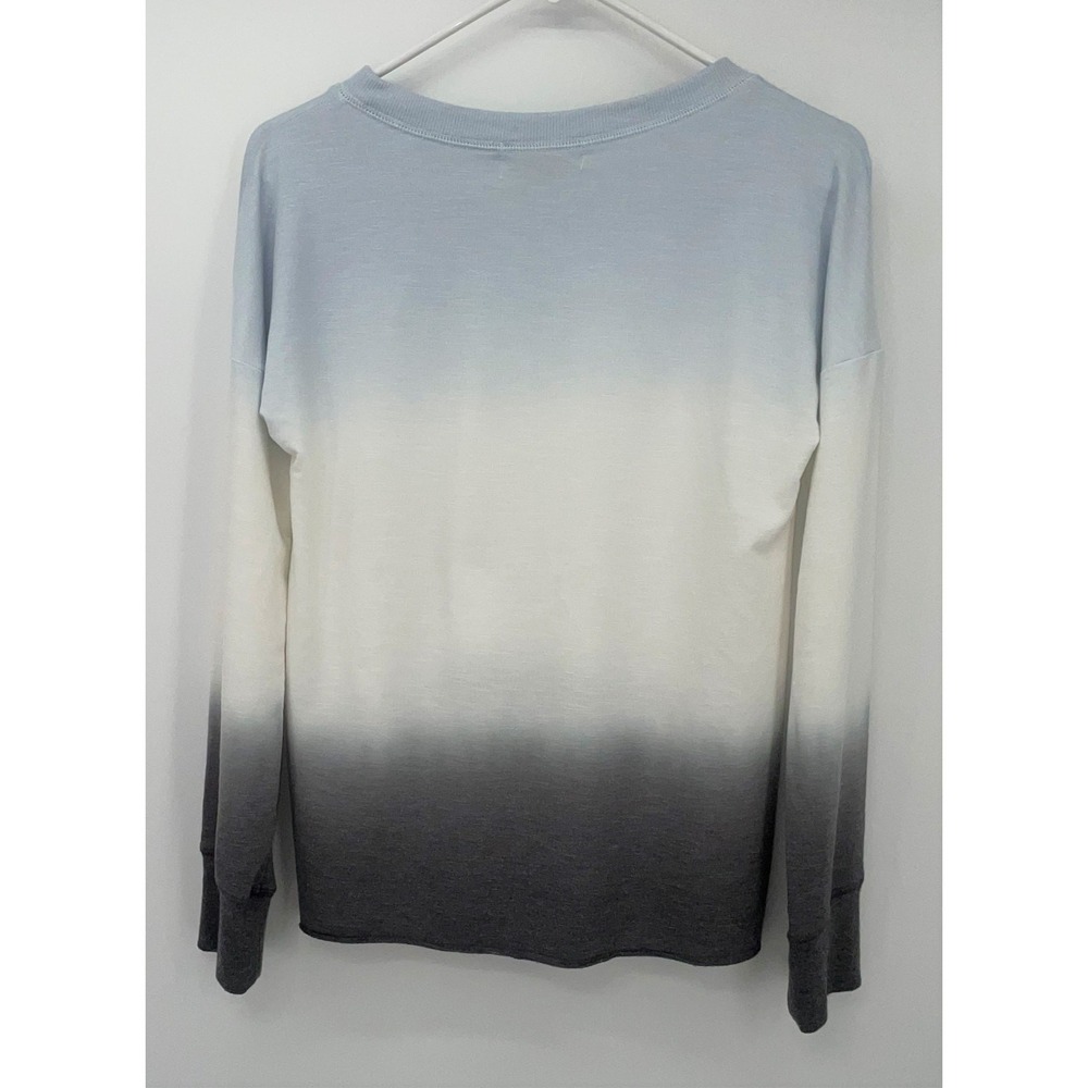 Knox Rose Womens XS Blue White Grey Ombre Long Sleeve Crew Neck Pullover Top - Picture 9 of 12